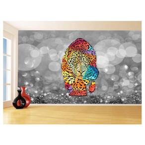 Papel De Parede 3D Animais Pop Art Onça Pintada 3,5M Pxa108