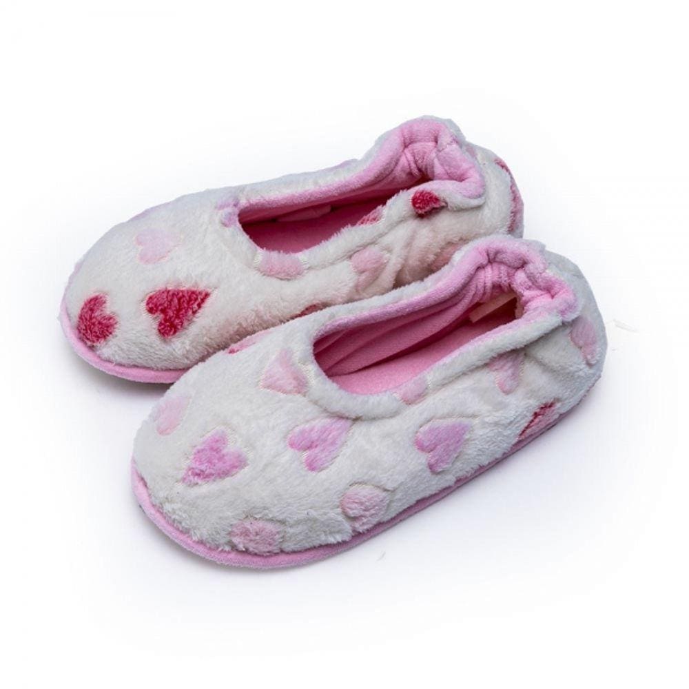 Sapatilha Flexível Pelúcia Coração Rosa