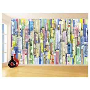 Papel De Parede Cidade Arte Prédios Coloridos 3,5M Ncd374