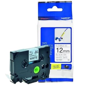 Fita Brother Flexivel TZE-FX231 12mm Preto/Branco