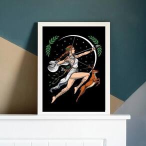 Quadro Deusa Artemis 33x24cm Moldura Madeira