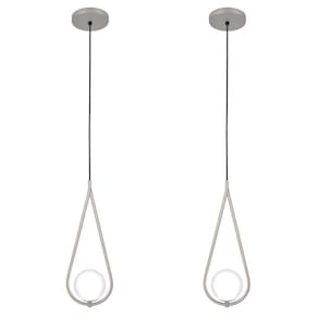 Kit 2 Luminária Teto Pendente Gota Globo Vidro Cozinha Prata