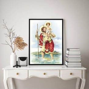Quadro Decorativo São Cristóvão 24X18Cm - Com Vidro