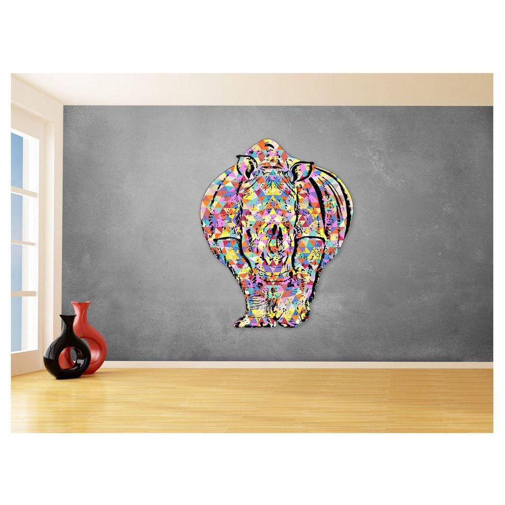 Papel De Parede 3D Animais Pop Art Rinoceronte 3,5M Pxa520