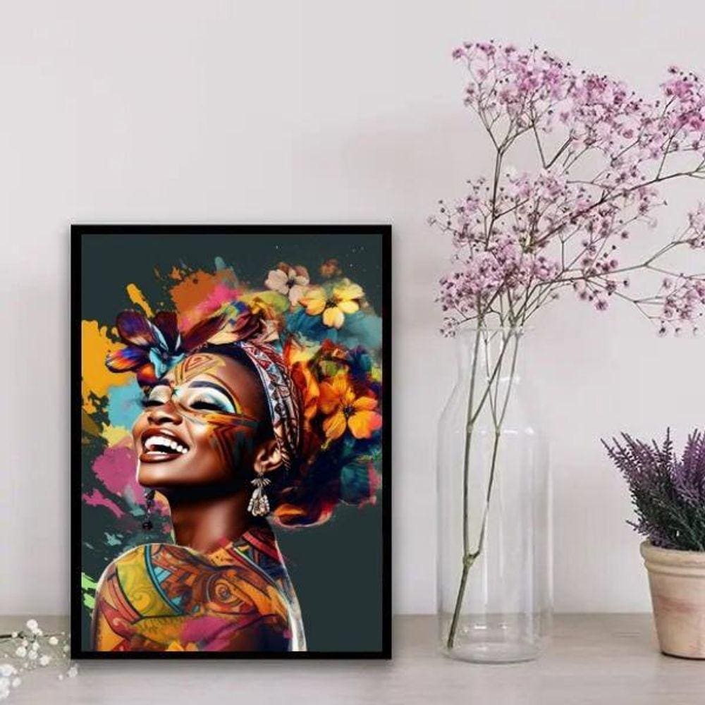 Quadro Decorativo Arte Africana 33x24cm -