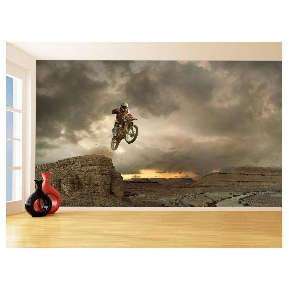 Papel De Parede 3D Moto Cross Trilha Terra Mx 3,5M Bkm05