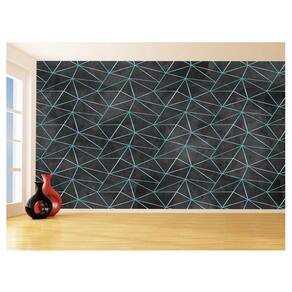 Papel De Parede Concreto Linhas Azul Turquesa 3,5M Kkt337