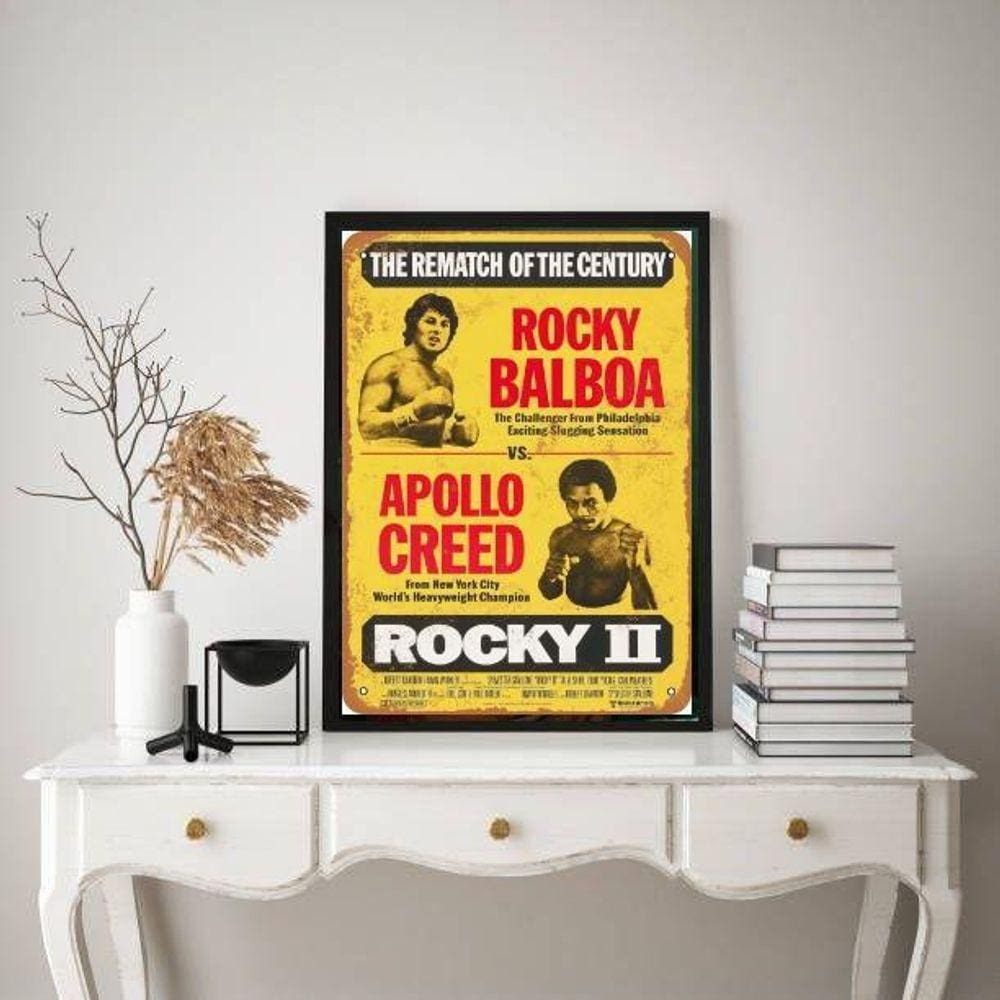Quadro Rocky Balboa II 45x34cm - Vidro e Moldura Preta