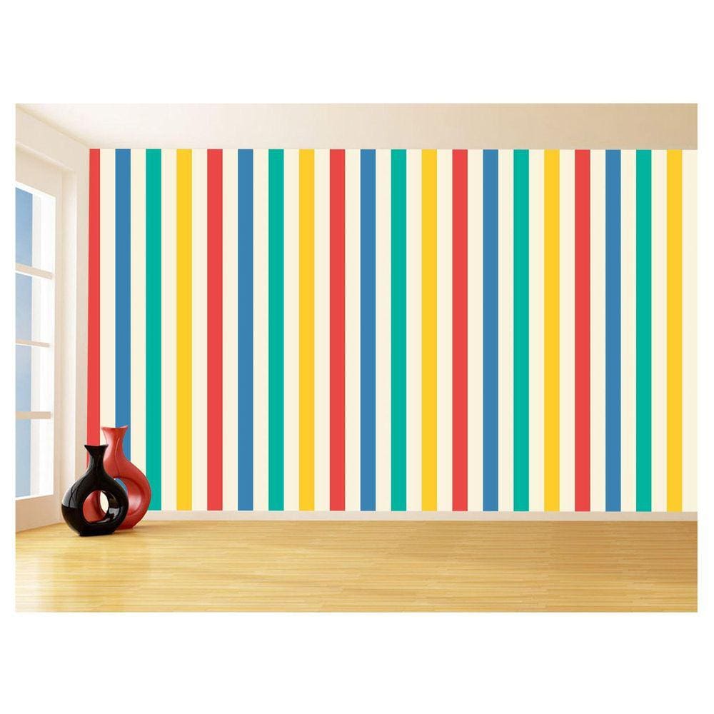 Papel De Parede 3D Listras Coloridas Verticais 3,5M Lst51