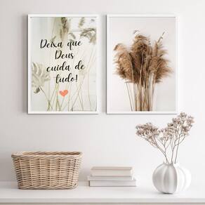 Quadros Deixa Que Deus Cuida 24x18cm - Com Vidro