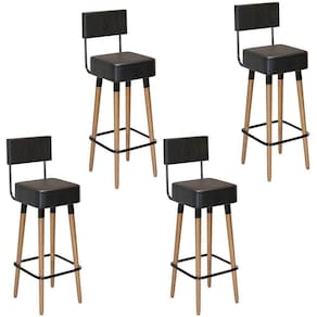 Kit 4 Banquetas Para Bancada Estofada Bariloche Preto