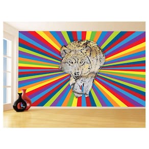 Papel De Parede Animais Pop Art Lobo Colorido 3,5M Pxa605