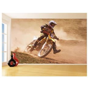 Papel De Parede 3D Moto Cross Trilha Terra Mx 3,5M Bkm01