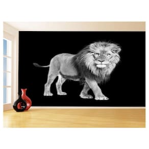 Papel De Parede 3D Leão Preto E Branco Animais 3,5M Anm451