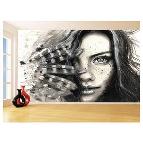 Papel De Parede 3D Salão De Beleza Arte Mulher 3,5M Slb95
