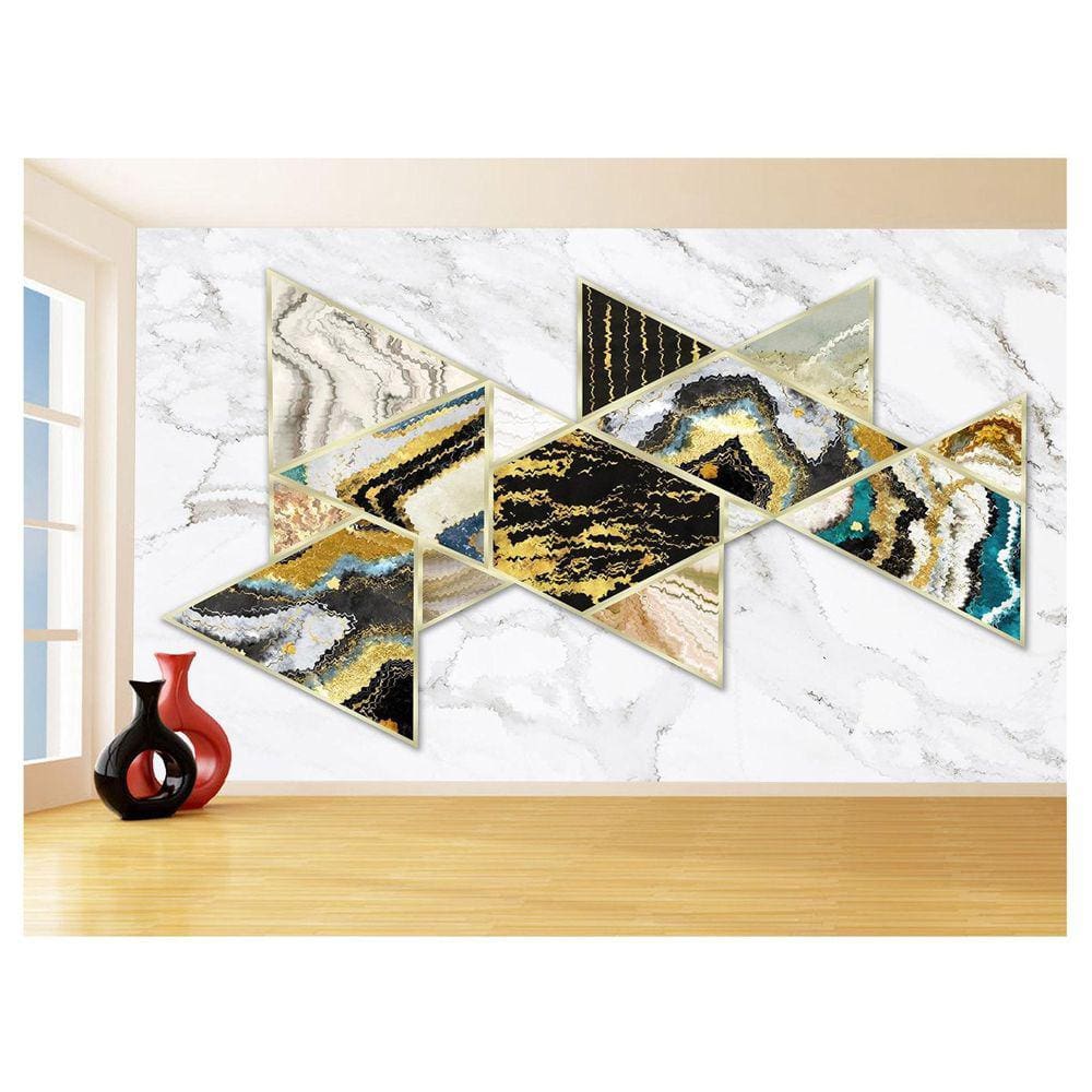 Papel De Parede 3D Estilo Marmore Cores Formas 3,5M Mbr46