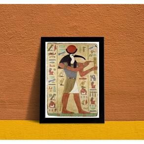 Quadro Decorativo Thoth Deus Egípcio 33x24cm - Madeira Preta