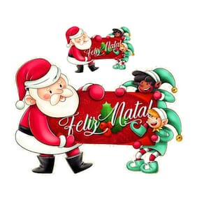 Kit 02 Enfeite Painel Mural Feliz Natal 60x39cm e 24x16cm
