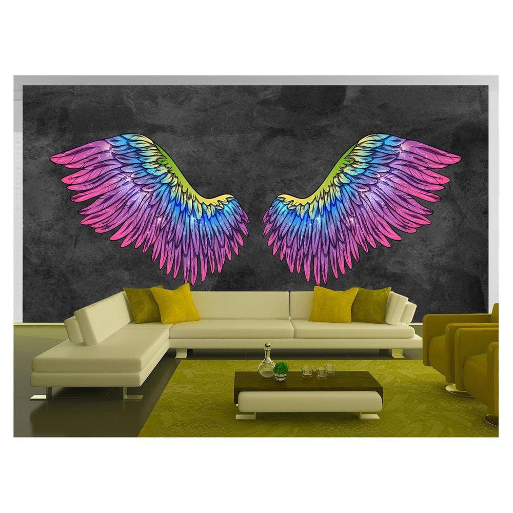 Papel De Parede 3D Arte Asas Selfie Insta Cores 3,5M Tra404