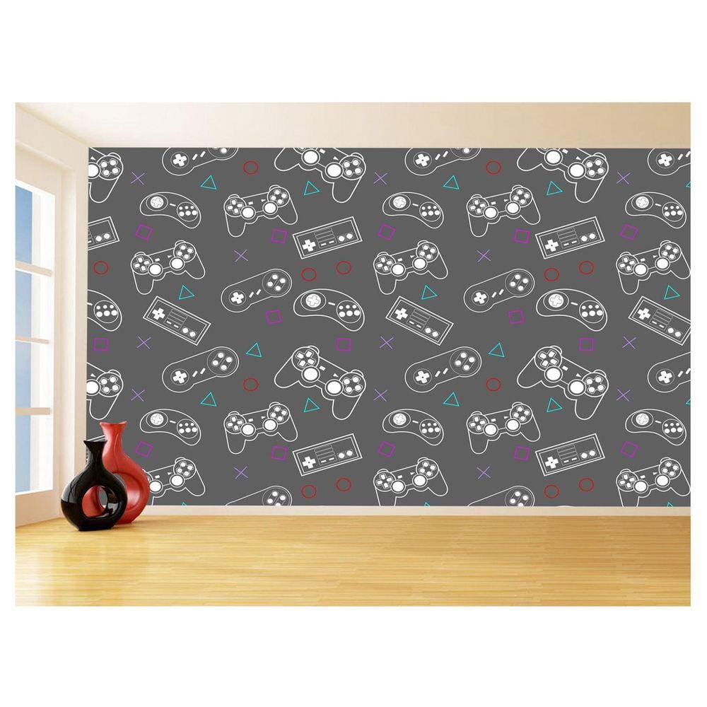 Papel De Parede 3D Infantil Controle Game Jogo 3,5M Azs294