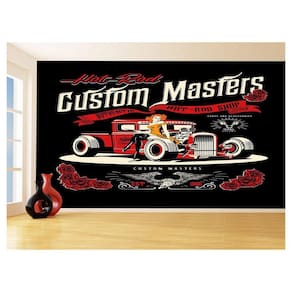 Papel De Parede 3D Carro Antigo Hot Rod Pin Up 3,5M Cxr96