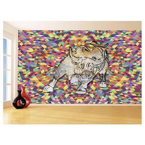 Papel De Parede 3D Animais Pop Art Touro Bull 3,5M Pxa154
