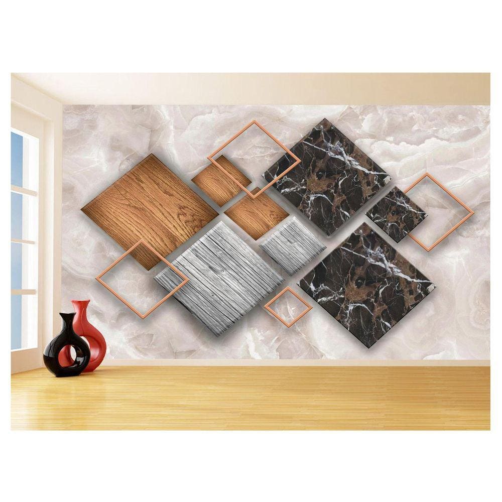 Papel De Parede 3D Estilo Marmore Cores Formas 3,5M Mbr41