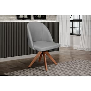 Poltrona Decorativa Giratória Lua Cinza Claro
