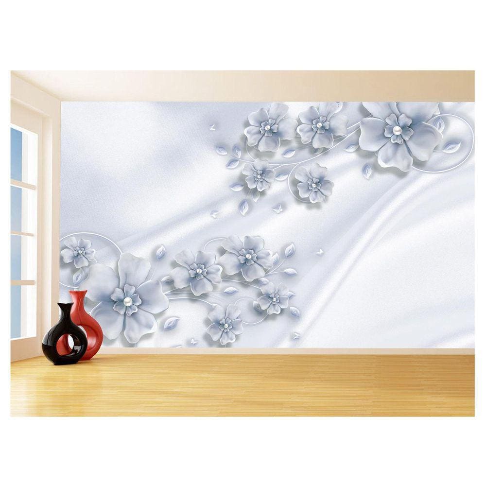 Papel De Parede 3D Floral Textura Sala Flores 3,5M Xfl281
