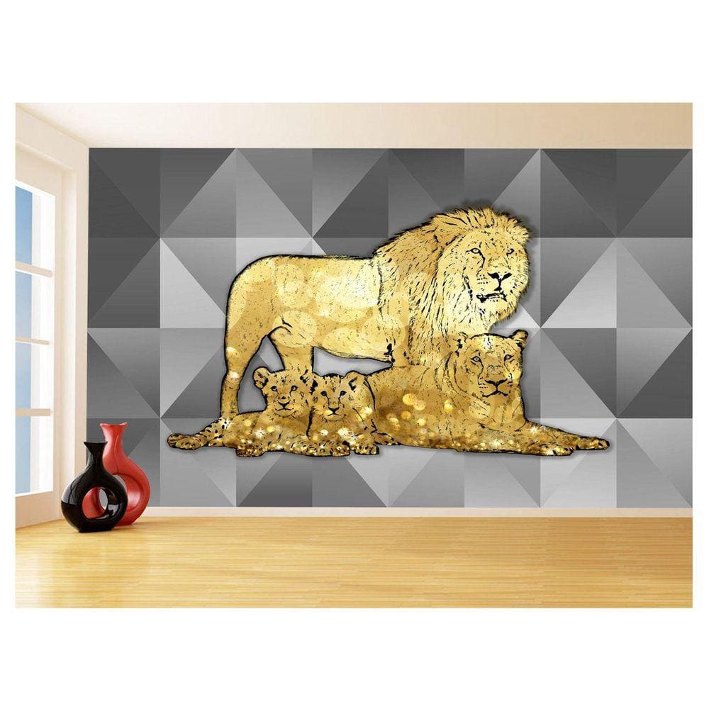 Papel De Parede Animais Pop Art Familia Leões 3,5M Pxa435