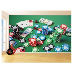 Papel De Parede 3D Salão De Jogos Cartas Poker 3,5M Jcs89