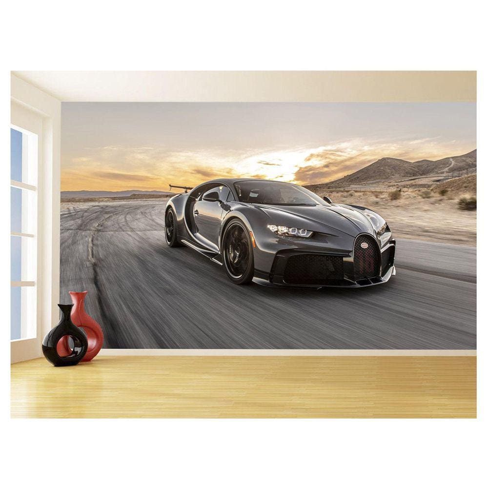 Papel De Parede 3D Carro Bugatti Chiron Pista 3,5M Car12