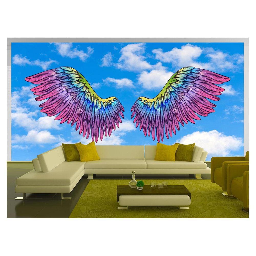 Papel De Parede 3D Arte Asas Selfie Insta Cores 3,5M Tra332