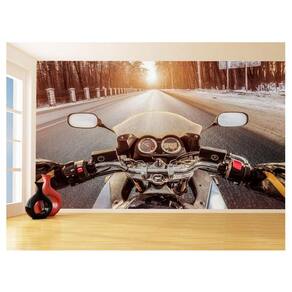 Papel De Parede 3D Moto Esporte Viagem Estrada 3,5M Bkm87
