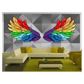 Papel De Parede 3D Arte Asas Selfie Insta Cores 3,5M Tra252