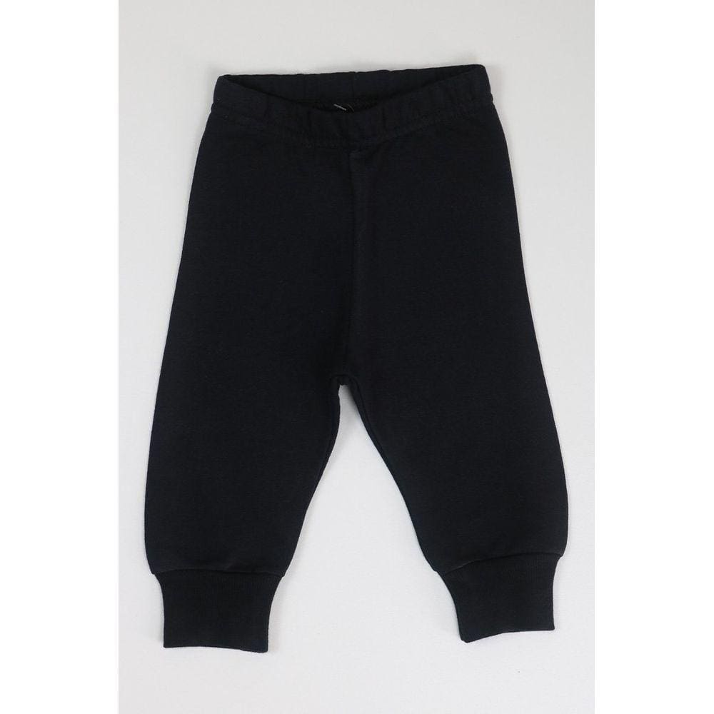 Calça Moleton Menino Preto Flanelado Crianças Abrigo Bebê