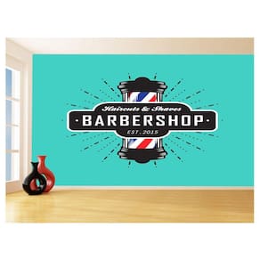 Papel De Parede 3D Barbearia Barber Shop Logo 3,5M Brb22