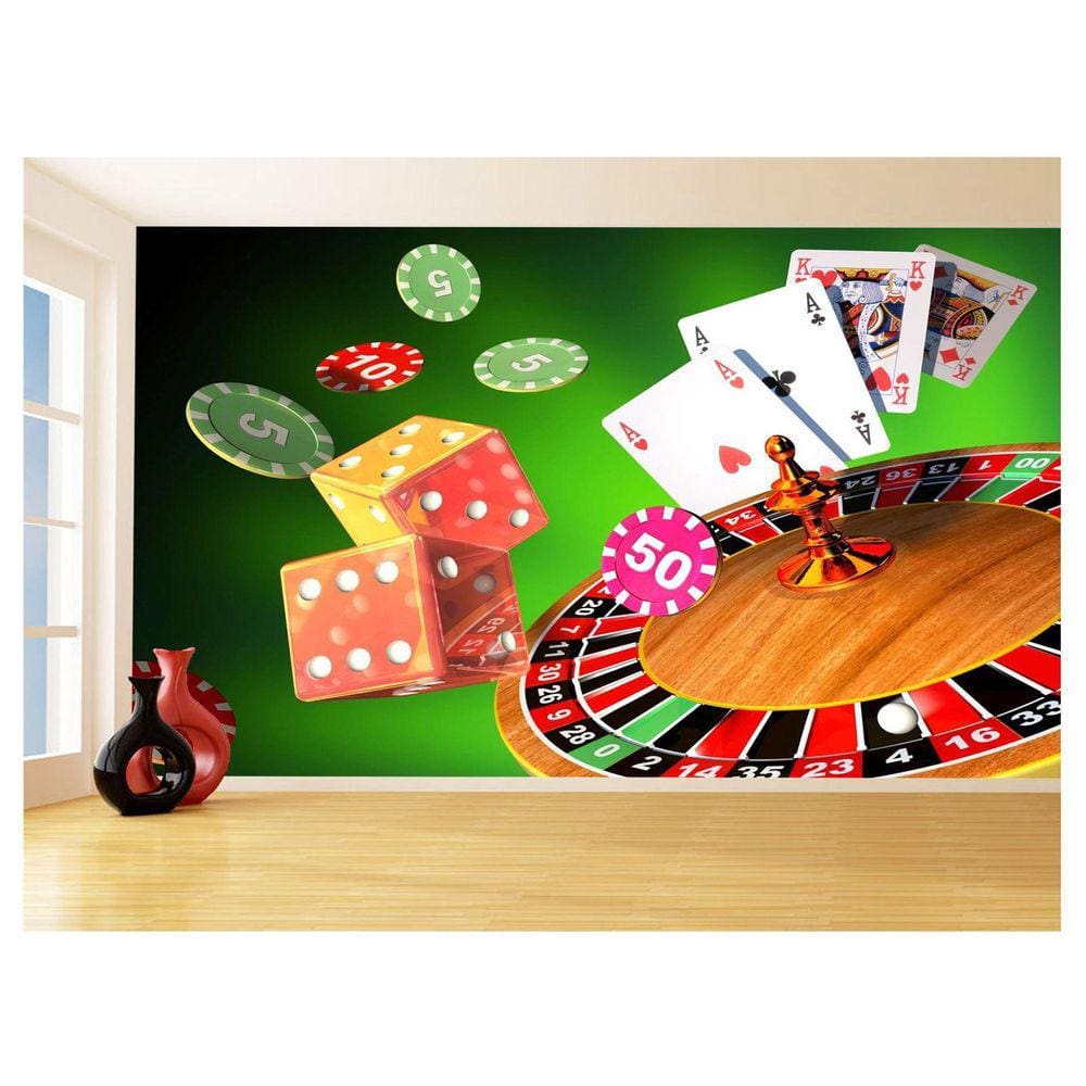 Papel De Parede 3D Salão De Jogos Cartas Poker 3,5M Jcs46