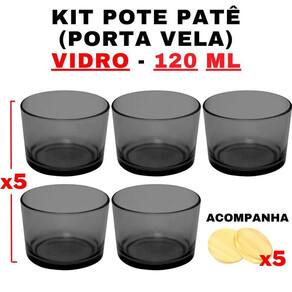 Kit Potes de Vidro Patê Preto 120ml c/ Tampa |
