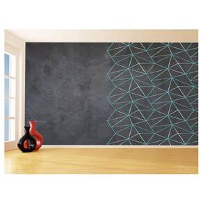 Papel De Parede Concreto Linhas Azul Turquesa 3,5M Kkt300
