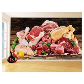 Papel De Parede 3D Alimentos Carnes Embutidos 3,5M Al487