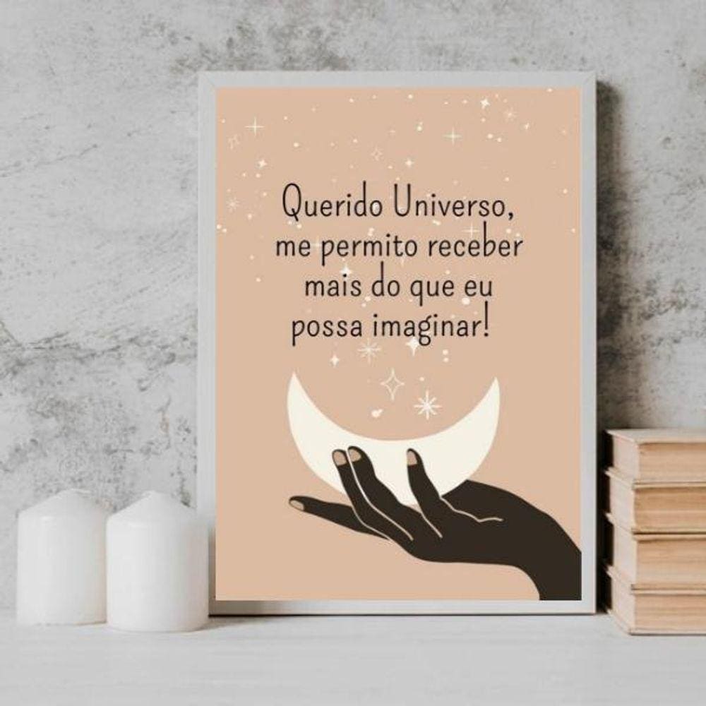 Quadro Querido Universo Me Permito Receber 33X24Cm Branca