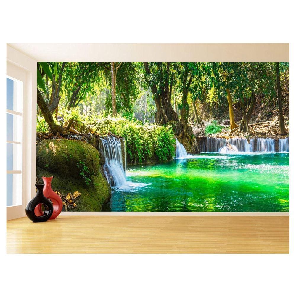 Papel De Parede 3D Paisagem Cachoeira Florestas 3,5M Nch251