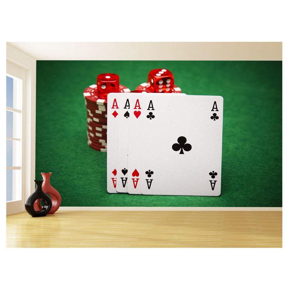 Papel De Parede 3D Salão De Jogos Cartas Poker 3,5M Jcs47