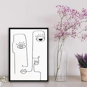 Quadro Decorativo Minimalista One Line 33X24Cm Preta