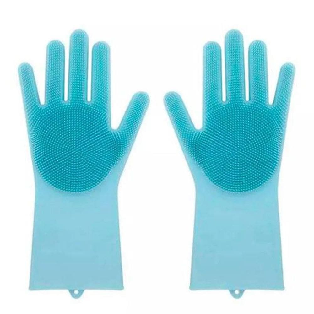 Luva Silicone Lava Louça Anti-Térmica Azul