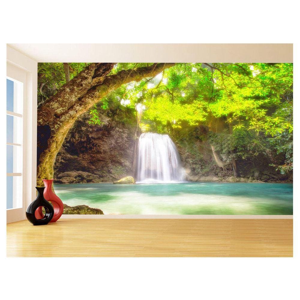 Papel De Parede 3D Paisagem Cachoeira Florestas 3,5M Nch228