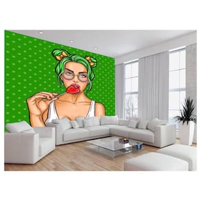 Papel De Parede 3D Arte Rosto Mulher Colorido 3,5M Tra148