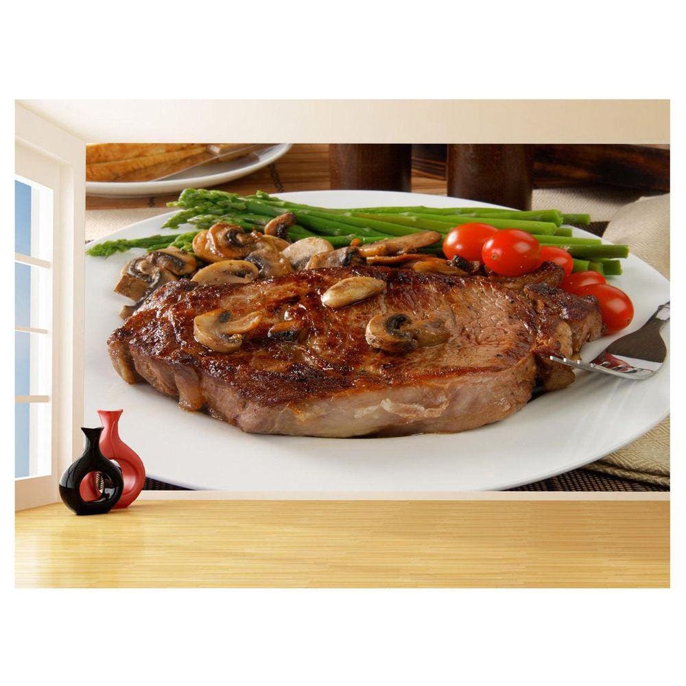 Papel De Parede Alimentos Carne Churrasco Bife 3,5M Al287