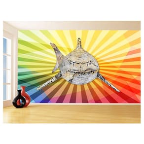 Papel De Parede Animais Pop Art Tubarão Cores 3,5M Pxa548